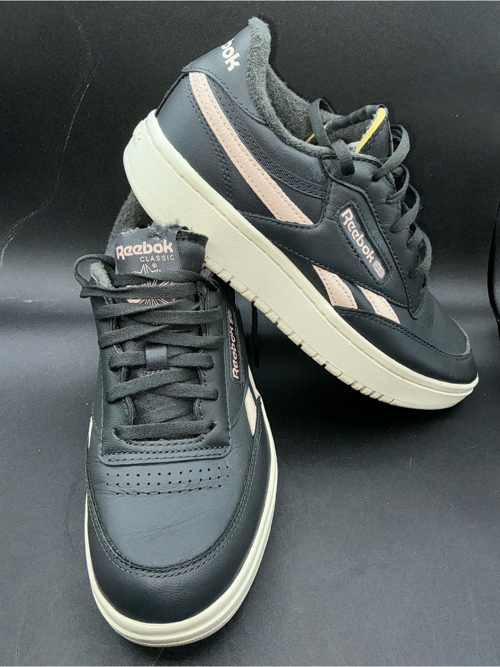 Reebok Club C Double Revenge Platform Women's Shoes Size 8.5 Black Pink